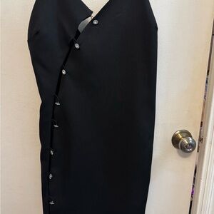 Black dress with full button peekaboo